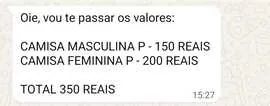 Exemplo de orçamento amador enviado por WhatsApp 1